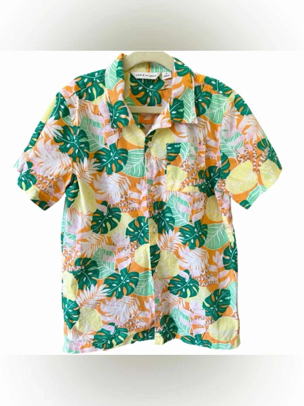 Janie‎ And Jack Boys Tropical Poplin Shirt  Button Up Size 8